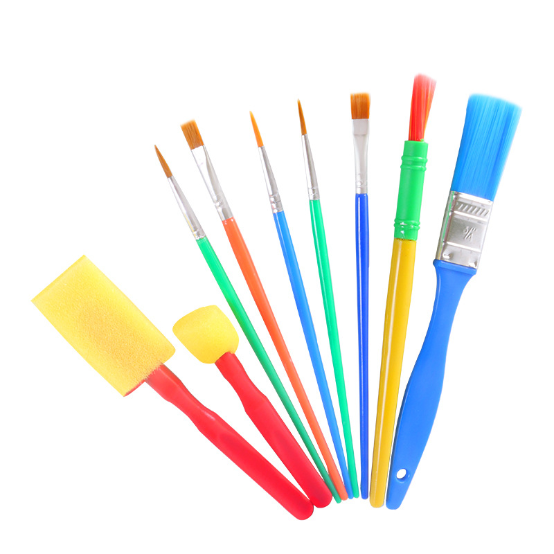 儿童绘海绵画刷9支笔刷套装幼儿园画笔颜料涂鸦画画工具海绵画刷