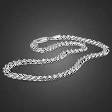 厂家批发男士7.5MM威尼斯马鞭链电镀S925银古巴项链简约首饰品
