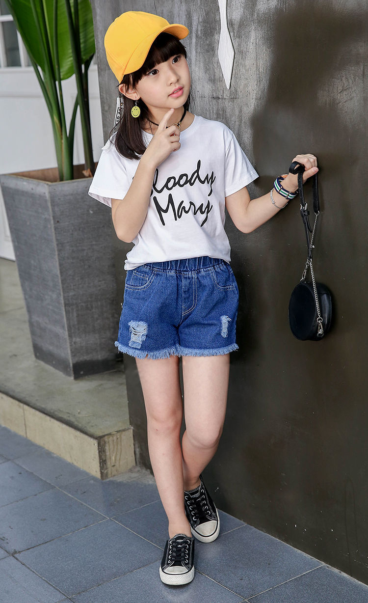 一件代发女童牛仔裤夏季儿童短裤小女孩热裤透气宽松中童裤子韩版