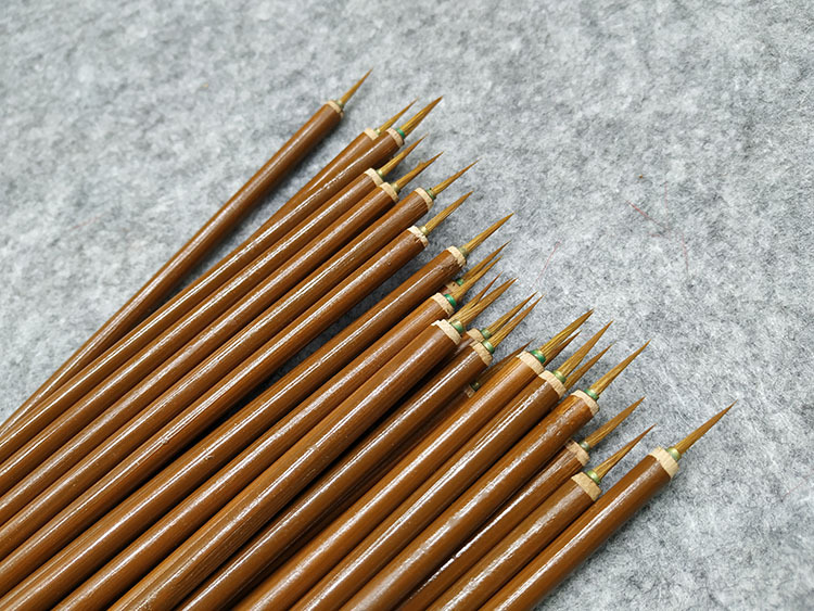 叶筋笔国画狼毫勾线笔成人学生国画勾线用大中小三支叶筋小毛笔