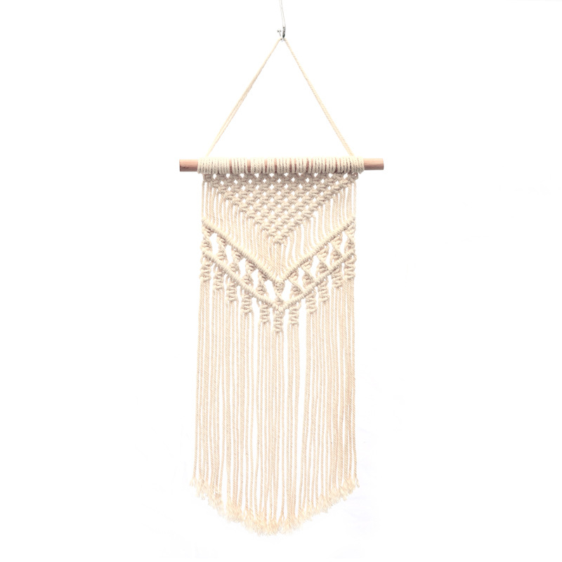 Bohemian Hand-Woven Cotton String Tapestry White Cotton Decoration Tapestry