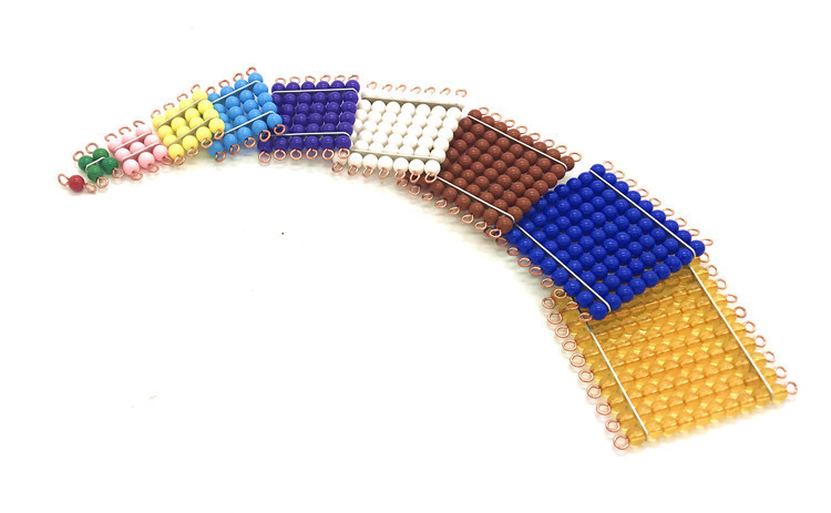 蒙氏幼儿园早教金色串珠彩色珠子彩珠平方启蒙数学教具十进位系统