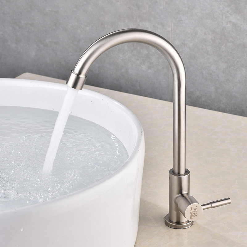 sus304不锈钢大弯头水龙头洗菜盆水槽阳台洗衣池混水阀单孔单冷阀