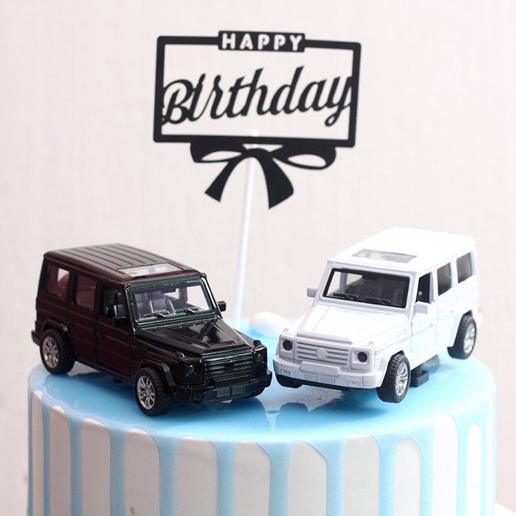 男神奔驰大g汽车蛋糕摆件 合金车模型回力玩具车烘焙蛋糕装饰摆件