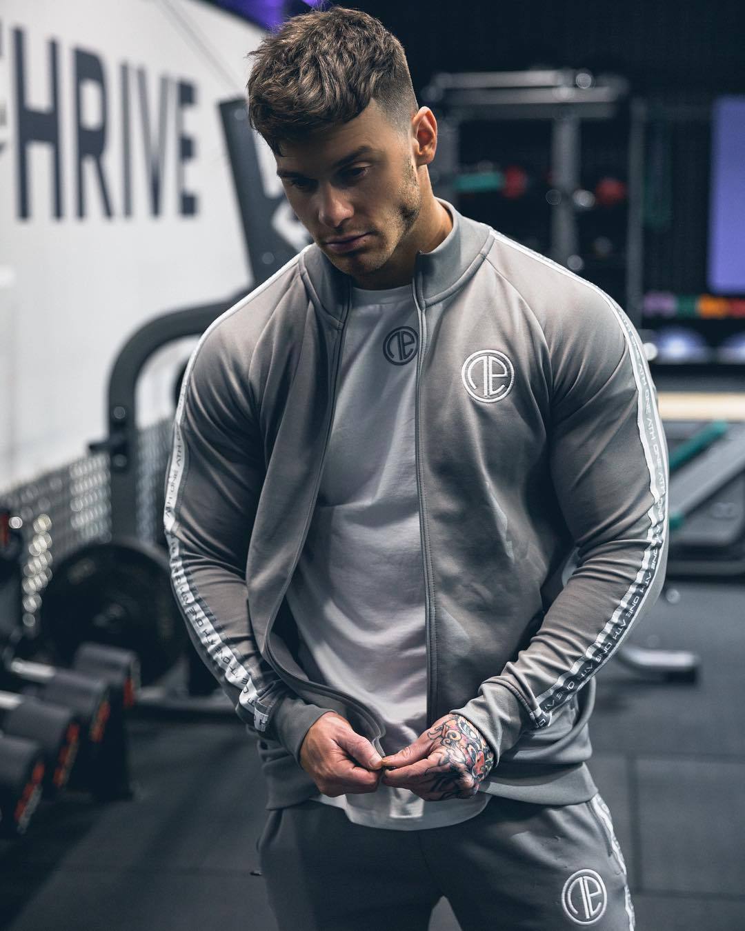 肌肉兄弟运动套装男式2019新款健身服上衣卫衣外套长裤两件套批发