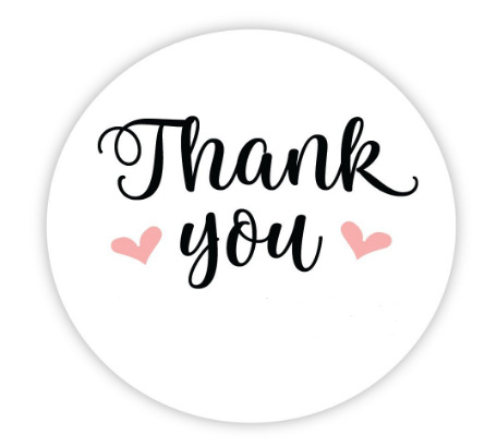 thank you爱心感谢标签贴纸环保装饰婚礼聚会派对活动标记贴定制