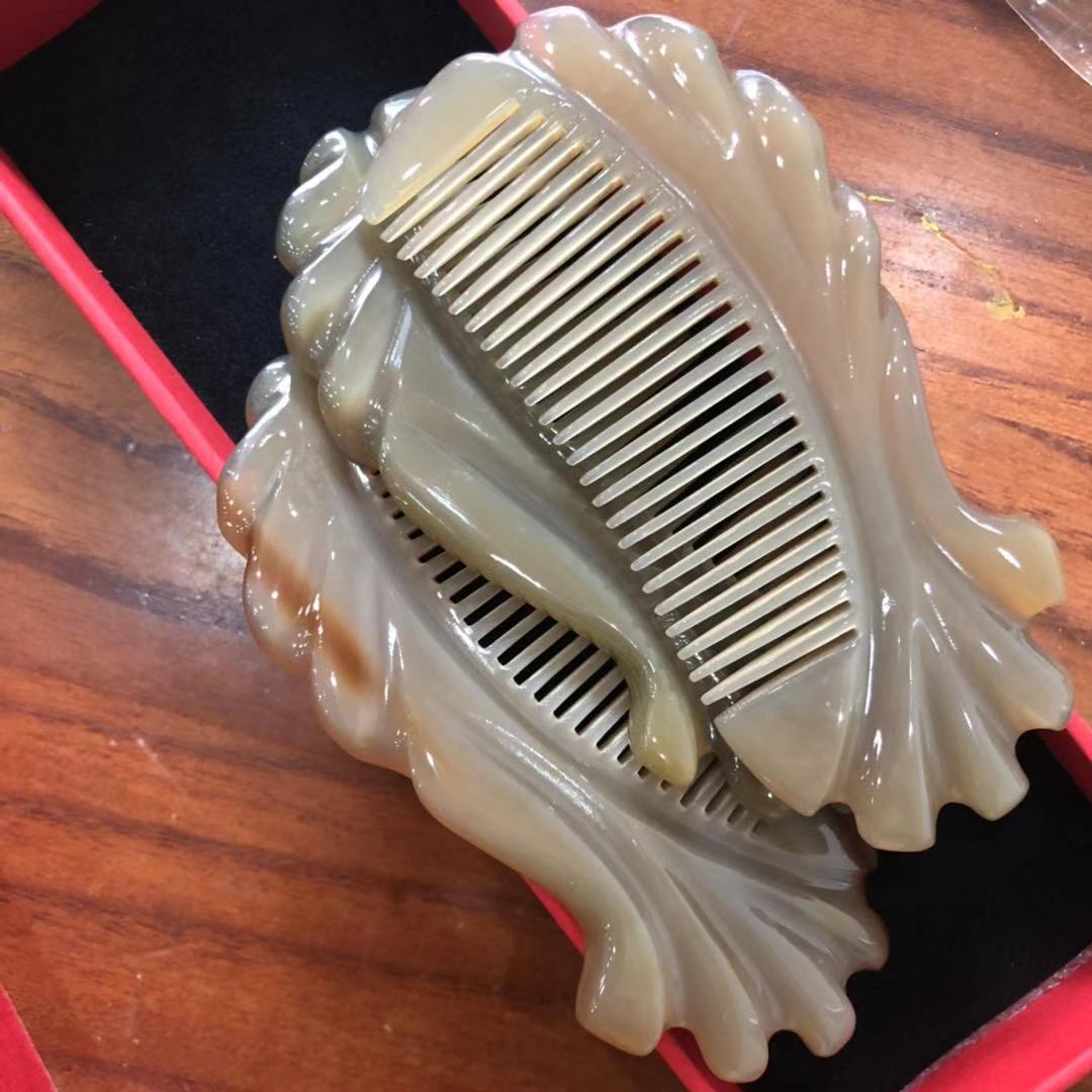新款天然正品白牛角梳小号高端牛角梳子头梳美发梳商务定制刻字