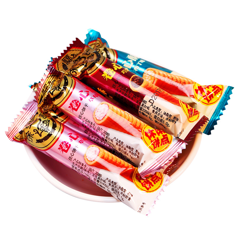 徐福记卷心酥水果味注心饼干500g结婚喜糖批发散装糖果