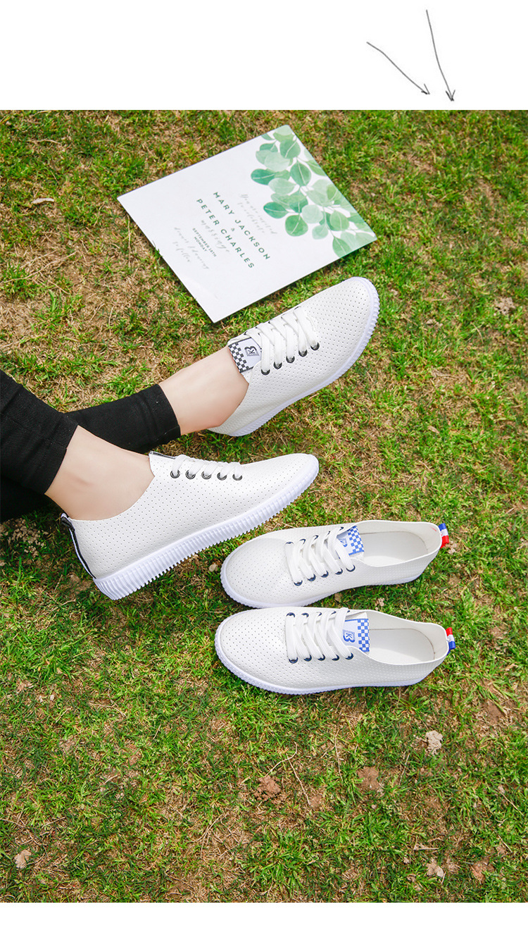 镂空小白鞋女百搭基础2019*款春季学生厚底白鞋休闲平底冲孔板鞋