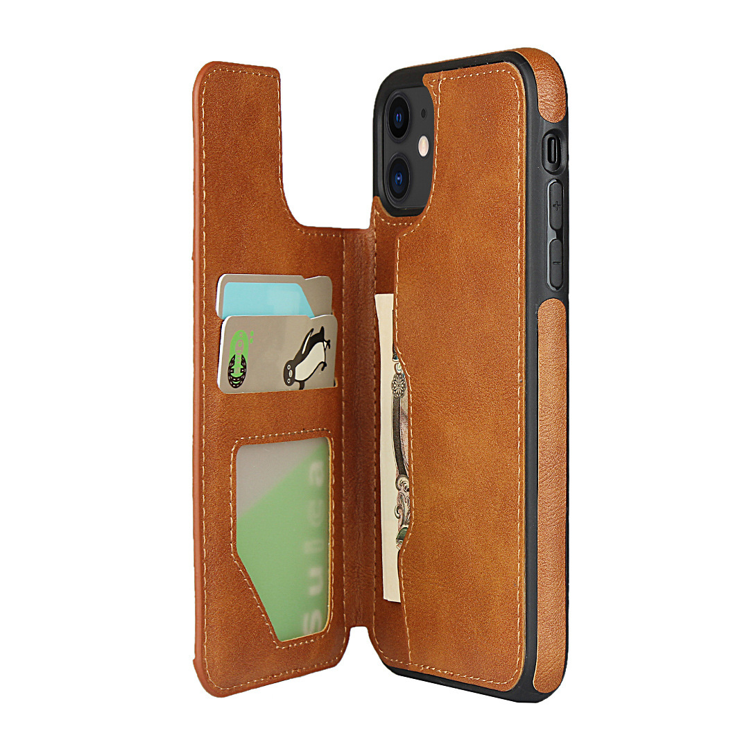 适用iphone11promax手机壳 新款苹果12保护套 插卡翻盖支架皮套