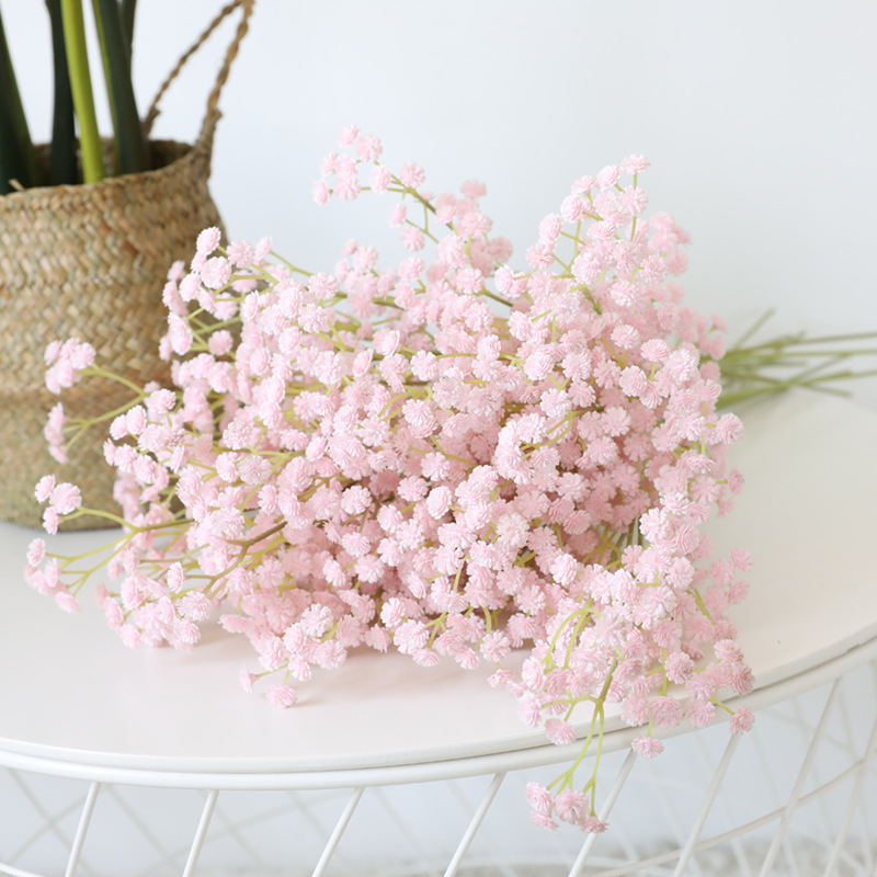 Factory Wholesale Hand-Feel Pu Triple Fork Starry Simulation Plant Artificial Flower Fake Flower Taobao Hot Sale Bridal Bouquet