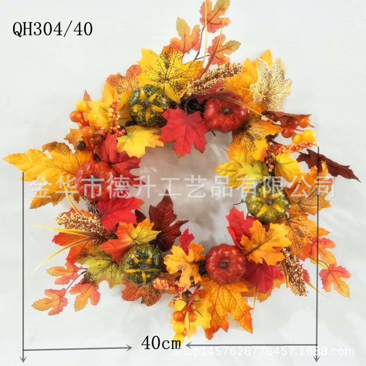 DSEN Manufacturers Supply Thanksgiving Harvest Halloween Supply Autumn Maple Leaf Pumpkin Willow Leaf Rattan Garland with Lights DIY