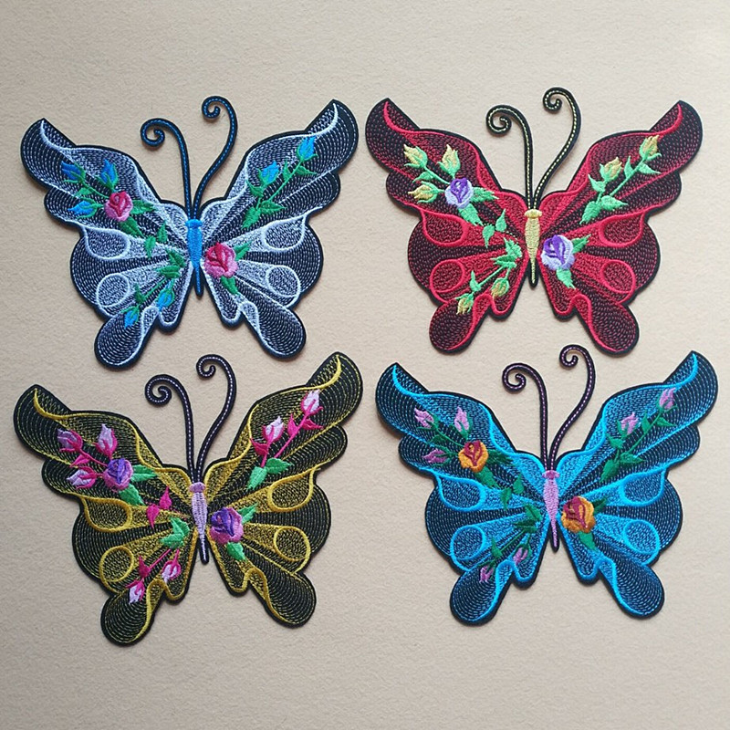 长宽刺绣大号立体蝴蝶布贴现货电脑绣花补丁服装辅料配饰电商货源