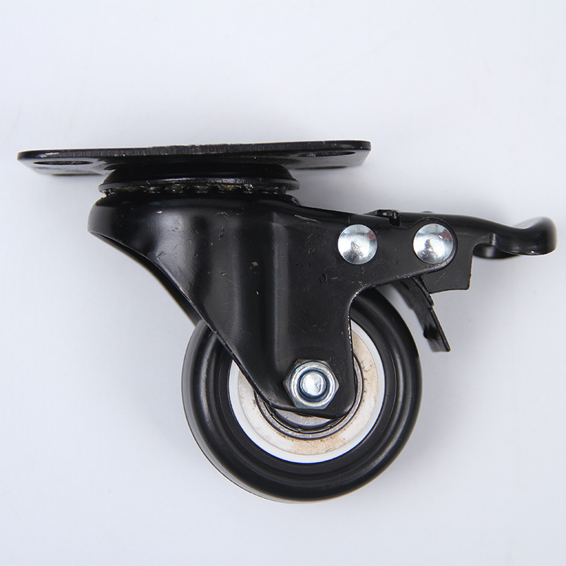 产地货源2寸pvc平底刹车脚轮耐磨静音万向轮黑色家具滚轮轱辘定制