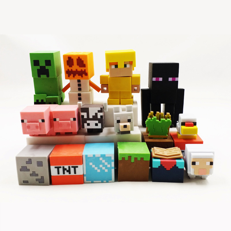 厂家定做儿童早教玩具积木我的世界橡皮擦学习文具用品3d橡皮定制