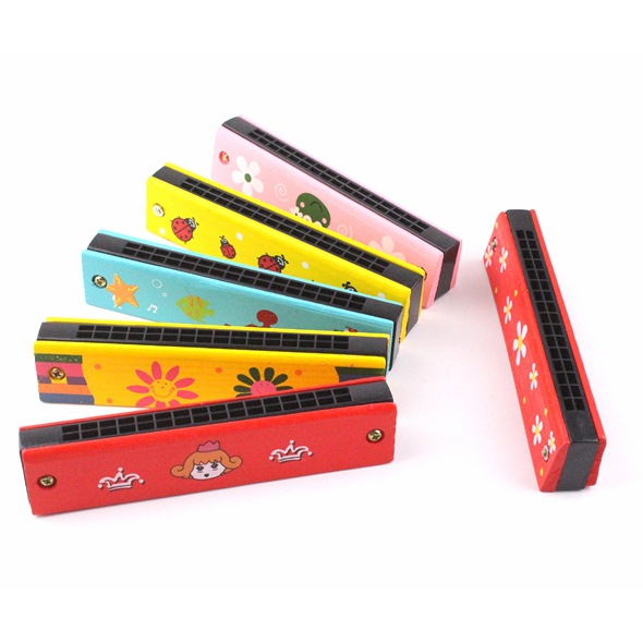 儿童木质迷你口琴16孔两排 儿童吹奏乐器 初学都木制口琴玩具