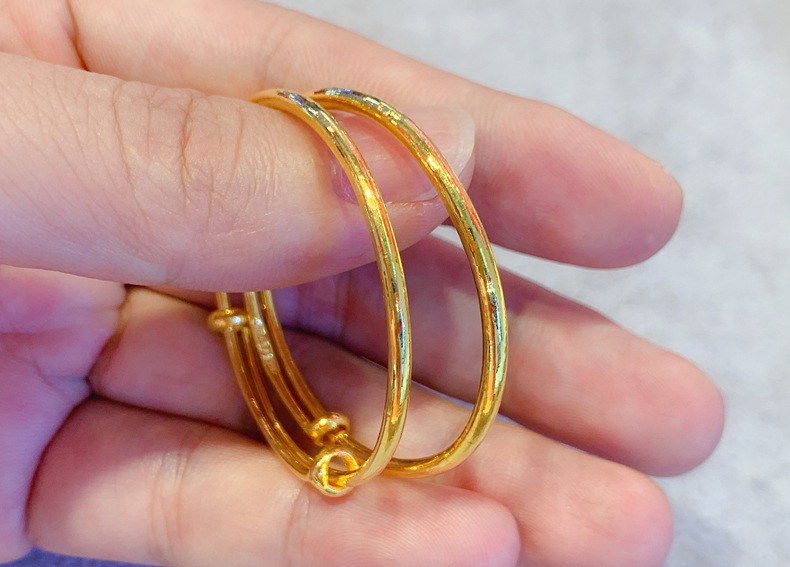 黄金手镯999足金婴儿金手镯宝宝圆棍纯金推拉男女小孩镯子刻字