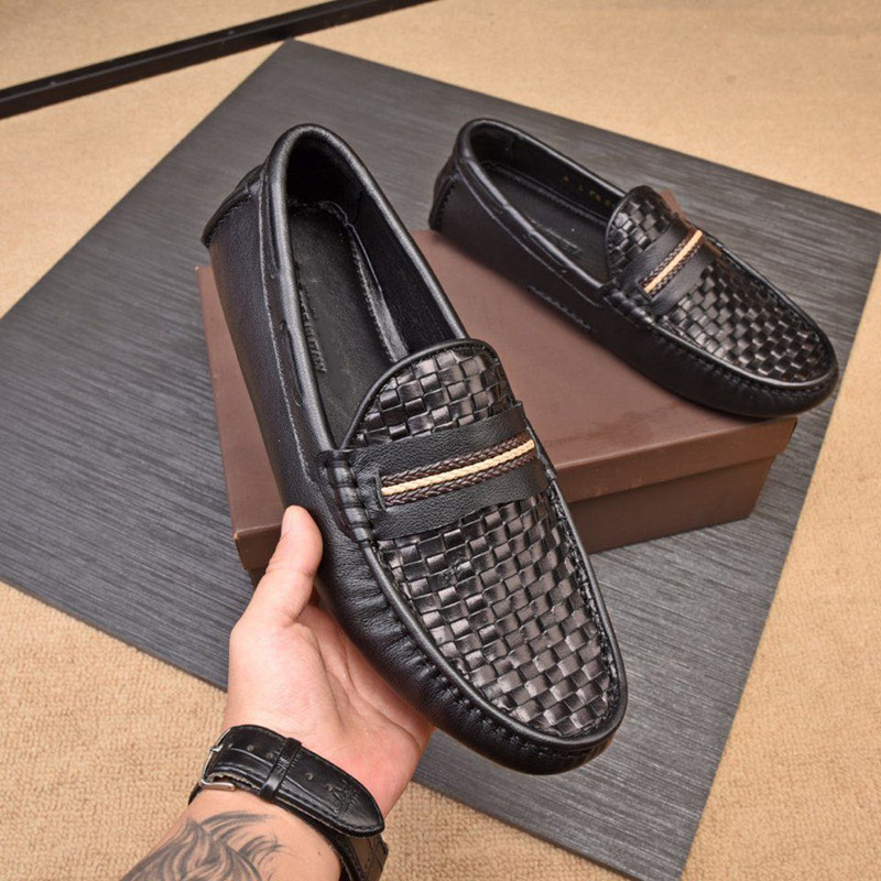 编织男鞋真皮透气休闲鞋男士圆头韩版驾车懒人鞋套脚帆船鞋豆豆鞋