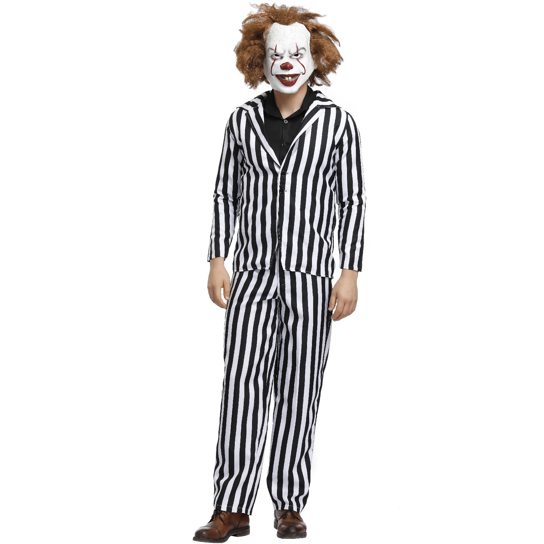 m-xl 大码 万圣节服装 2019年新品男士条纹小丑装套装