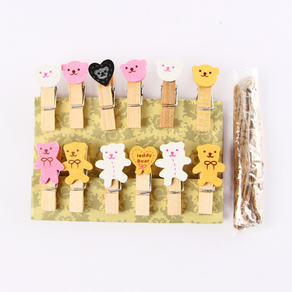 小木夹 木夹子 儿童夹 便签夹 照片夹子 家居日用/3.5*0.7/小熊