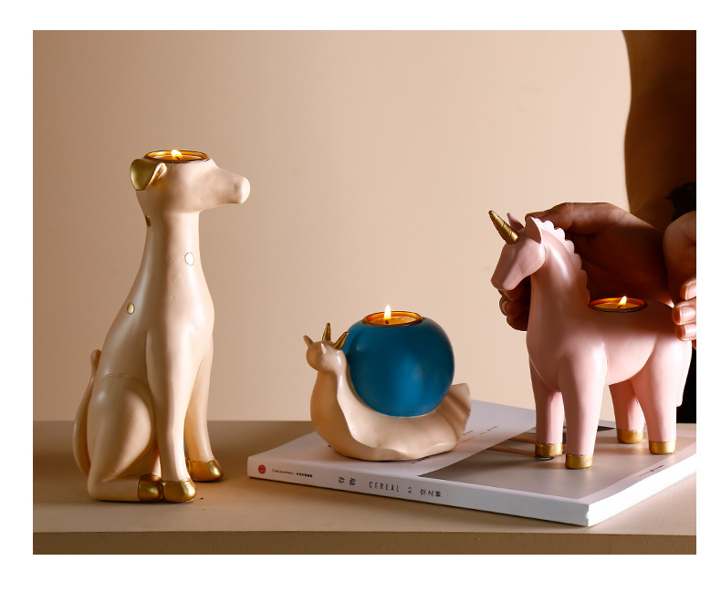 北欧莫兰迪创意动物烛台家居客厅书房酒柜书柜装饰品摆设学生礼物