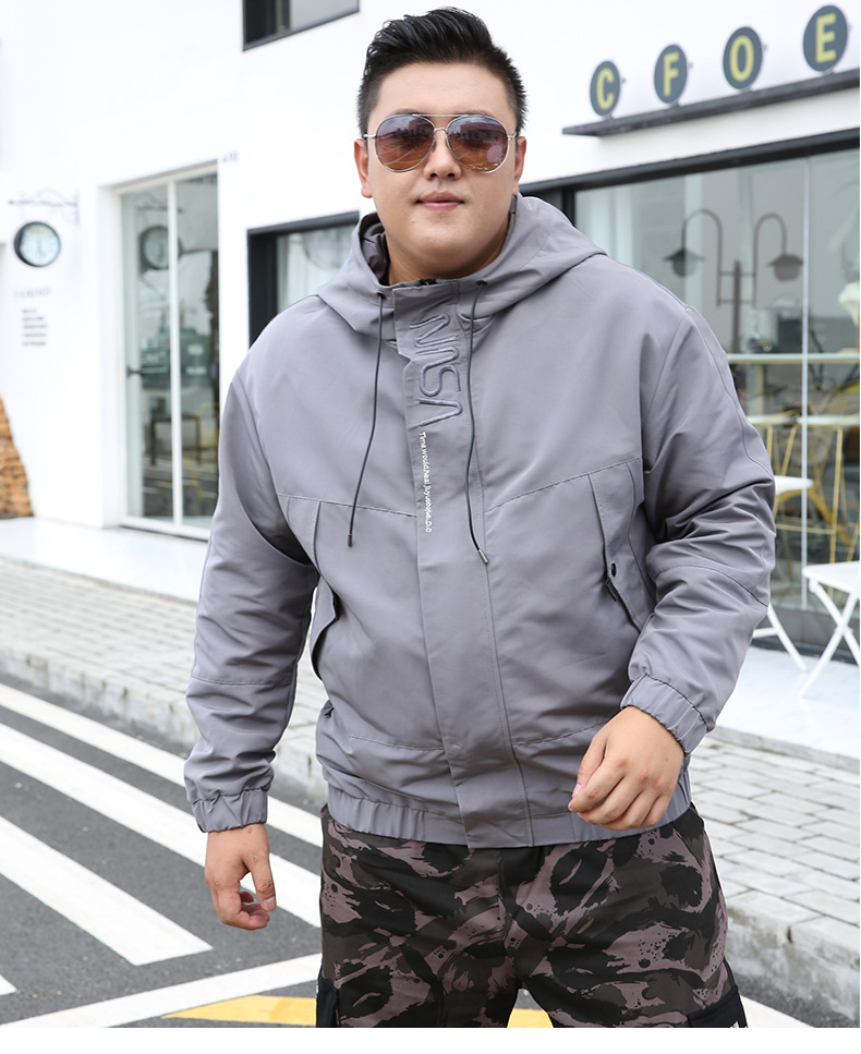 加肥加大男夹克胖子肥佬休闲宽松男装大码大号透气茄克衫外套潮胖