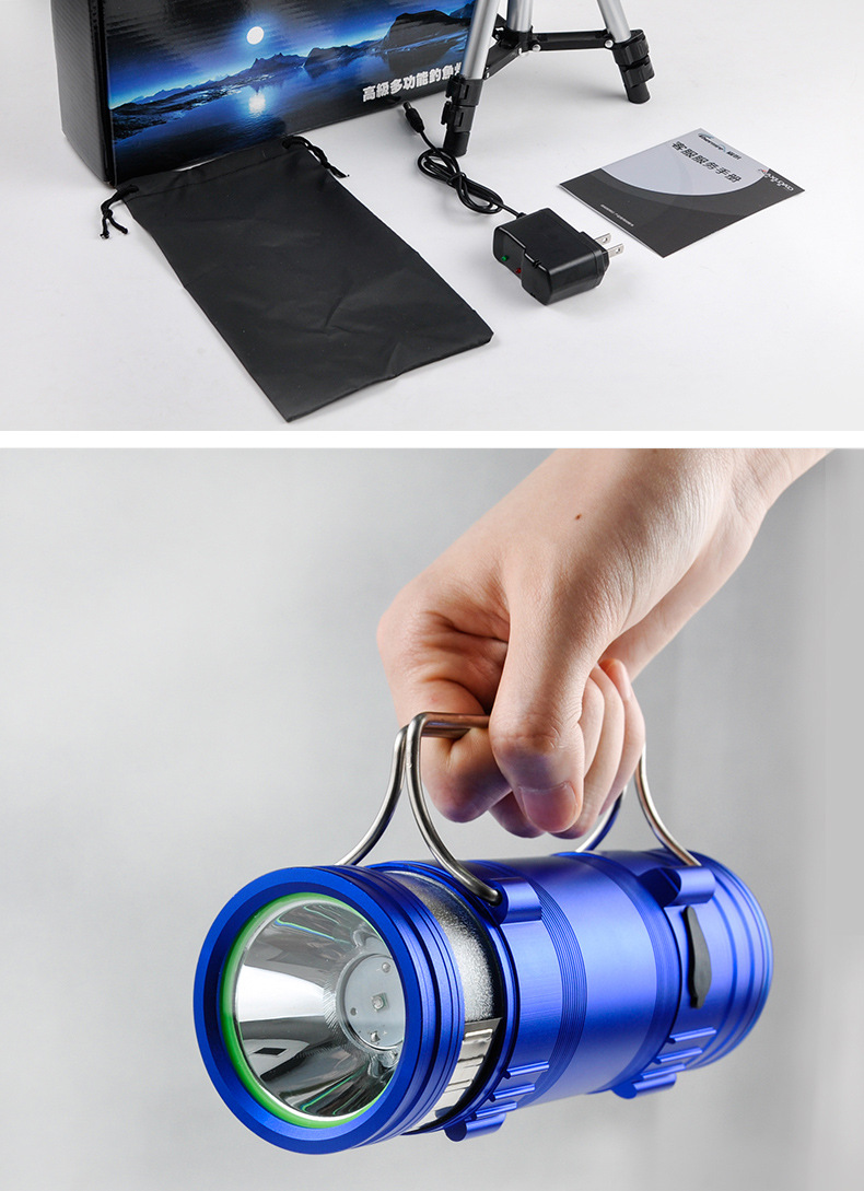 野钓灯夜钓灯1000w超亮防水蓝光氙气强光大功率台钓夜光钓鱼电筒