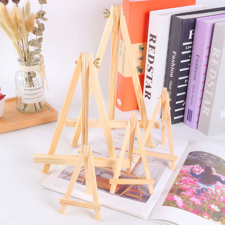 Direct Sales Korean Ornament Mini Solid Wooden Frame Photo Frame Desk Calendar Display Stand Desktop Wooden Small Display Stand Triangle Wooden Easel