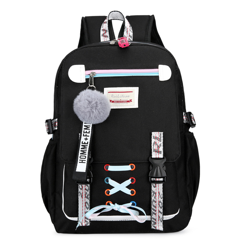 Cross-Border Fashion Sports and Leisure Backpack Male and Female Middle School Student Schoolbag Anti-Theft Backpack Travel Backpack Printable