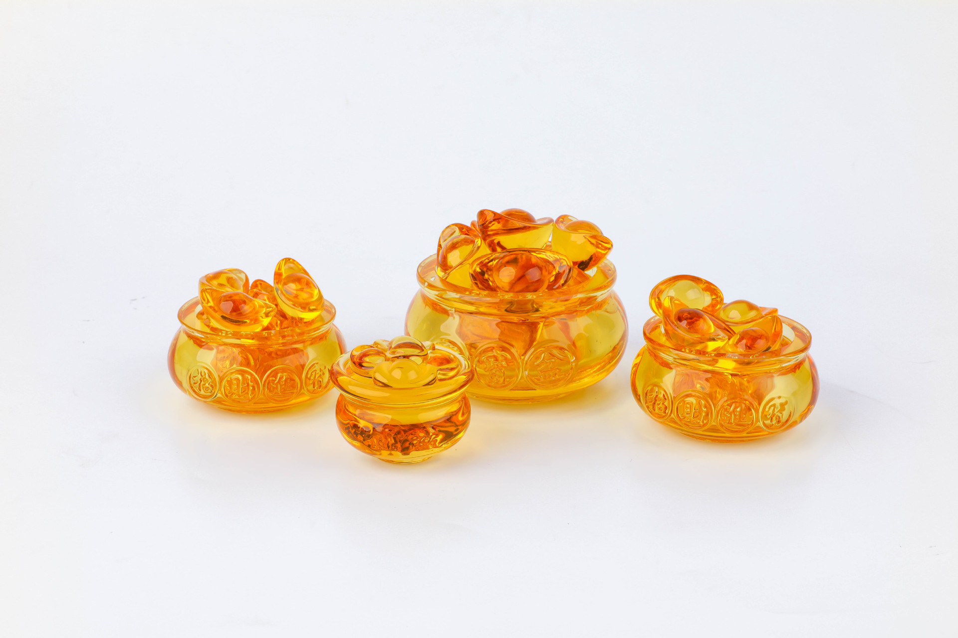 厂家招财进宝水晶聚宝盆水晶聚宝盆加水晶元宝办公室礼品摆件批发