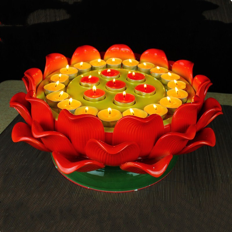 富安工艺 陶瓷九彩酥油灯莲花灯座 七星酥油灯 佛堂用品 厂家直销
