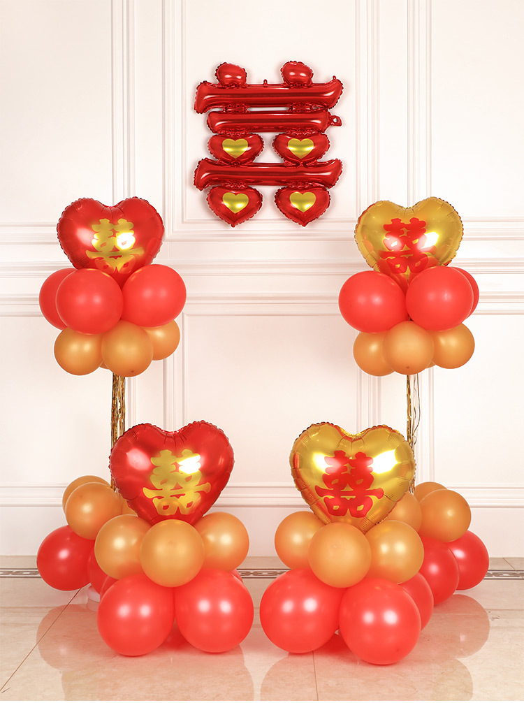 汉字喜字铝膜气球婚庆装饰布置铝箔气球婚房装扮气球跨境外贸出口