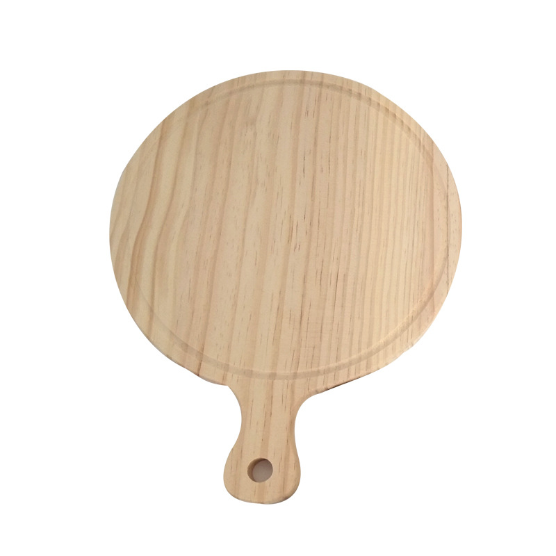 Wooden round Pizza Tray Restaurant Wooden Handle Pizza Bread Board Log 6-Inch 9-Inch Pizza Plate