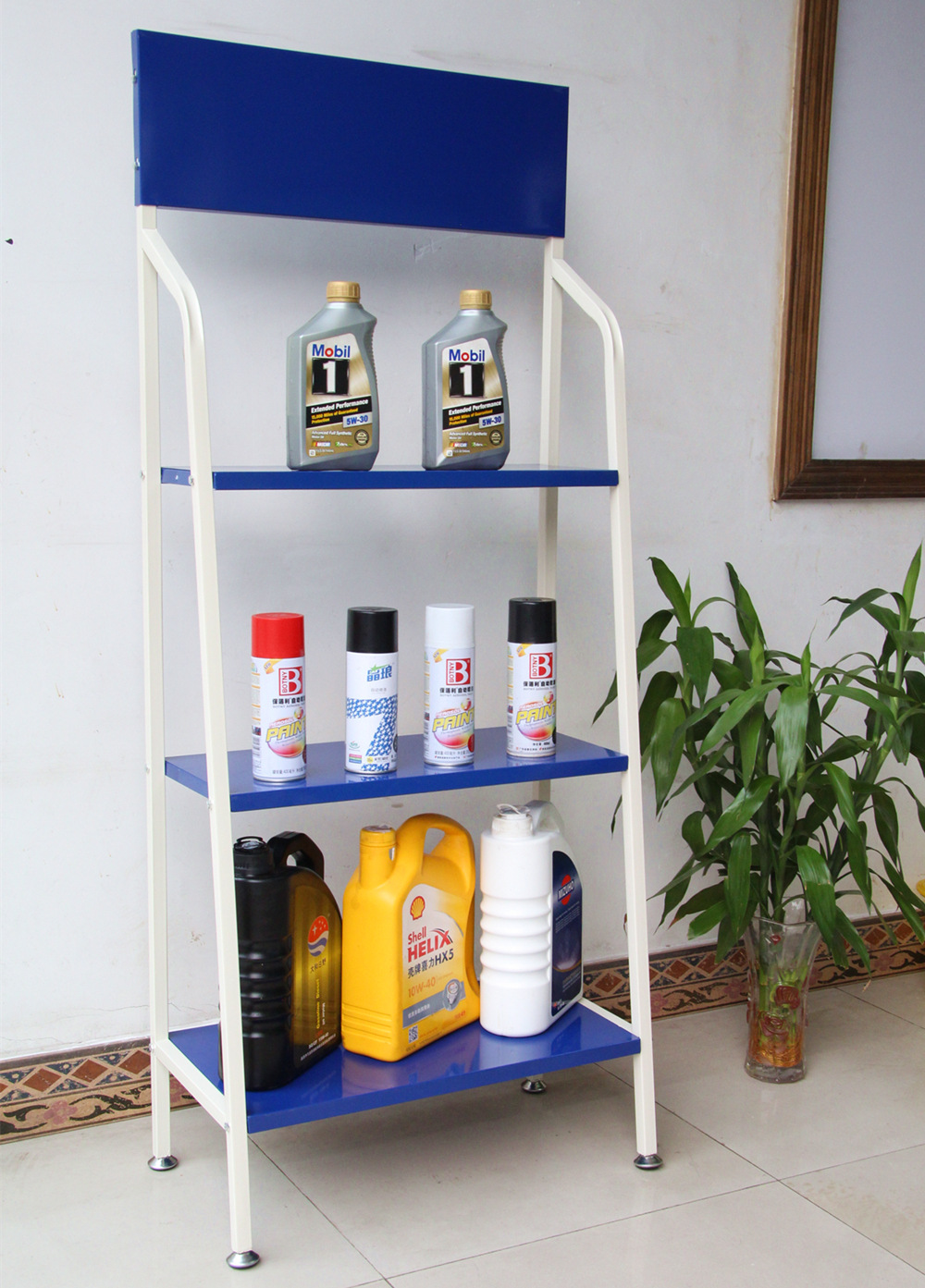 润滑油架子小型机油货架百货涂料展示货架桶装油漆陈列架批发定制