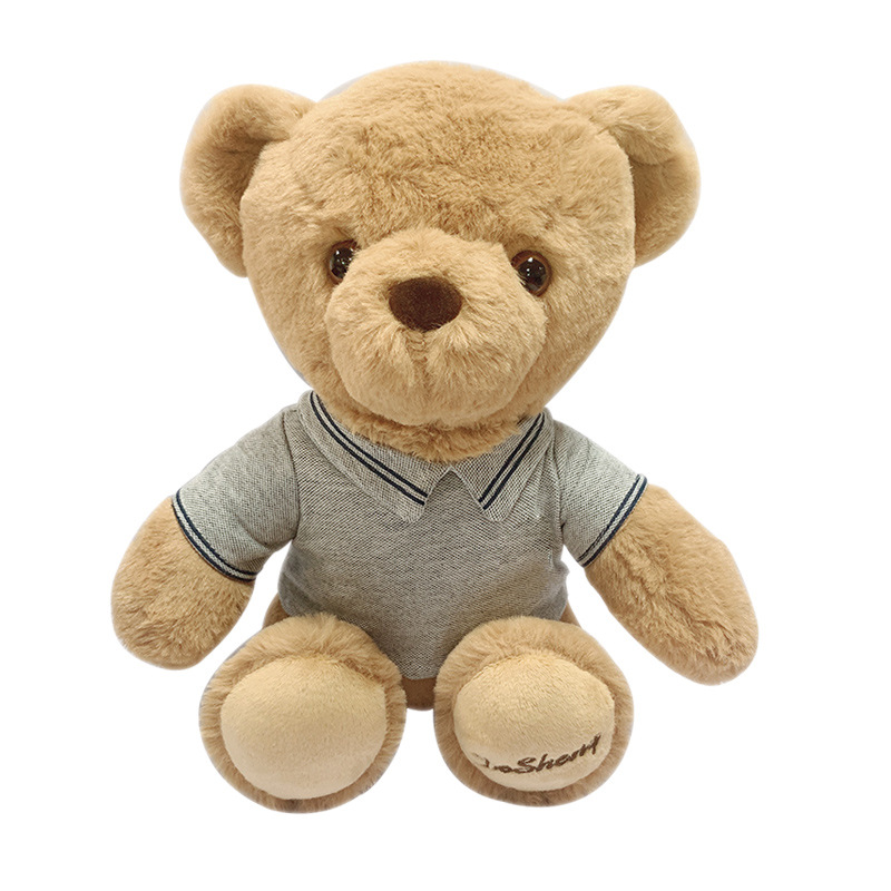 毛绒男女校服熊 坐姿可爱长毛绒熊  可加logo 来图片制板 爱心熊