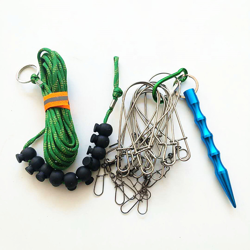 锁鱼扣鱼锁钢丝绳拴鱼器大物活鱼扣大号巨物便携路亚散装钓鱼渔具