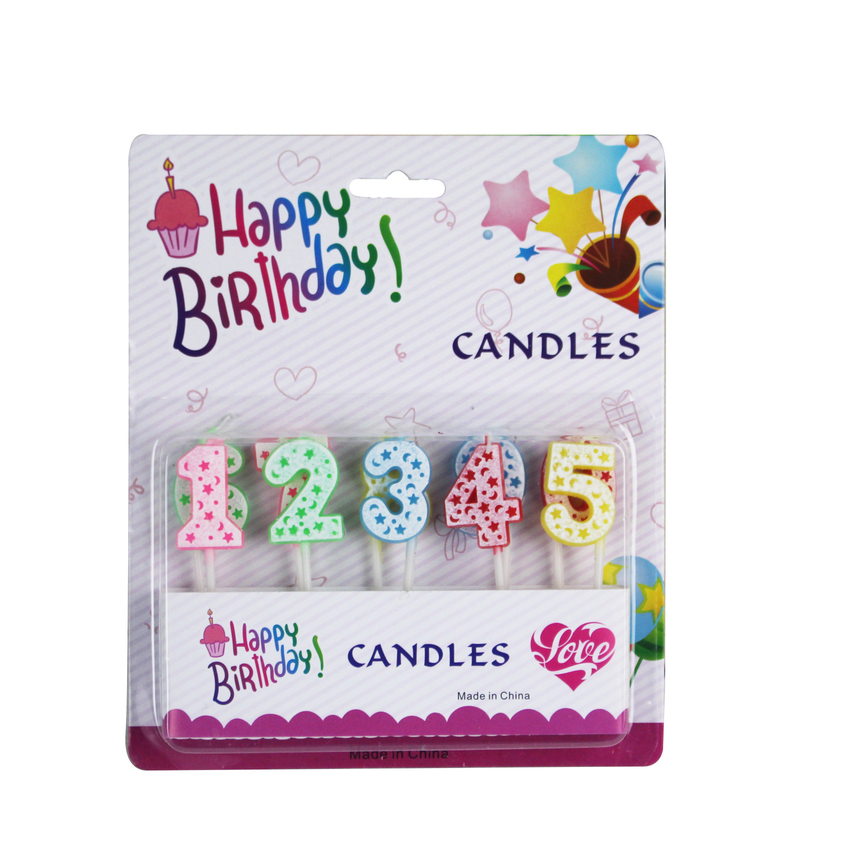 Factory Wholesale Candle Five-Pointed Star Moon 0-9 Digital Birthday DIY Creative Party Cake Digital Candle