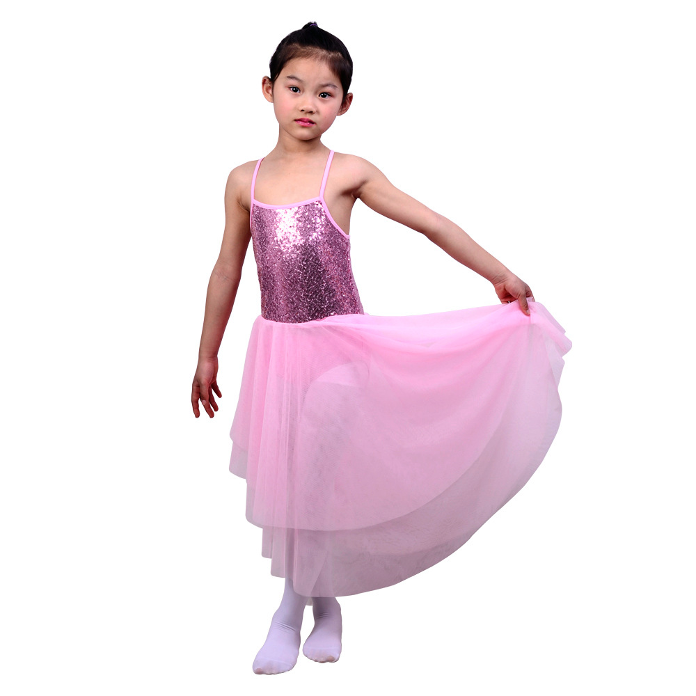 童装春款中大童舞蹈服女童宝宝练功服跳舞裙六一儿童节亮片tutu裙