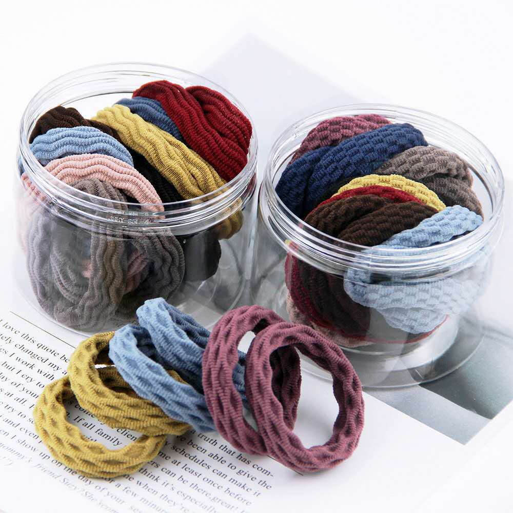 Storage Canned 20 Thick High Elastic Jacquard Towel Ring Seamless Hairband Hair Rope Seamless Rubber Band Hair Accessories