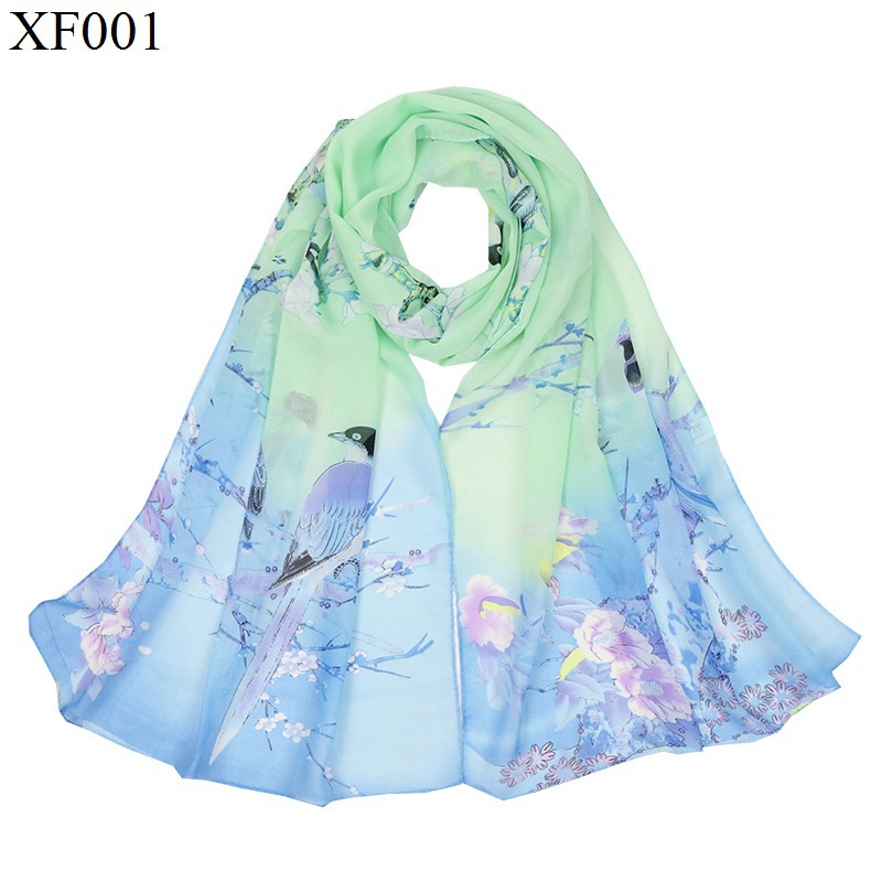 New Fashion Printed Silk Scarf Female Rose Butterfly Chiffon Scarf Shawl Korean Ornament Long Strip Small Silk Scarf