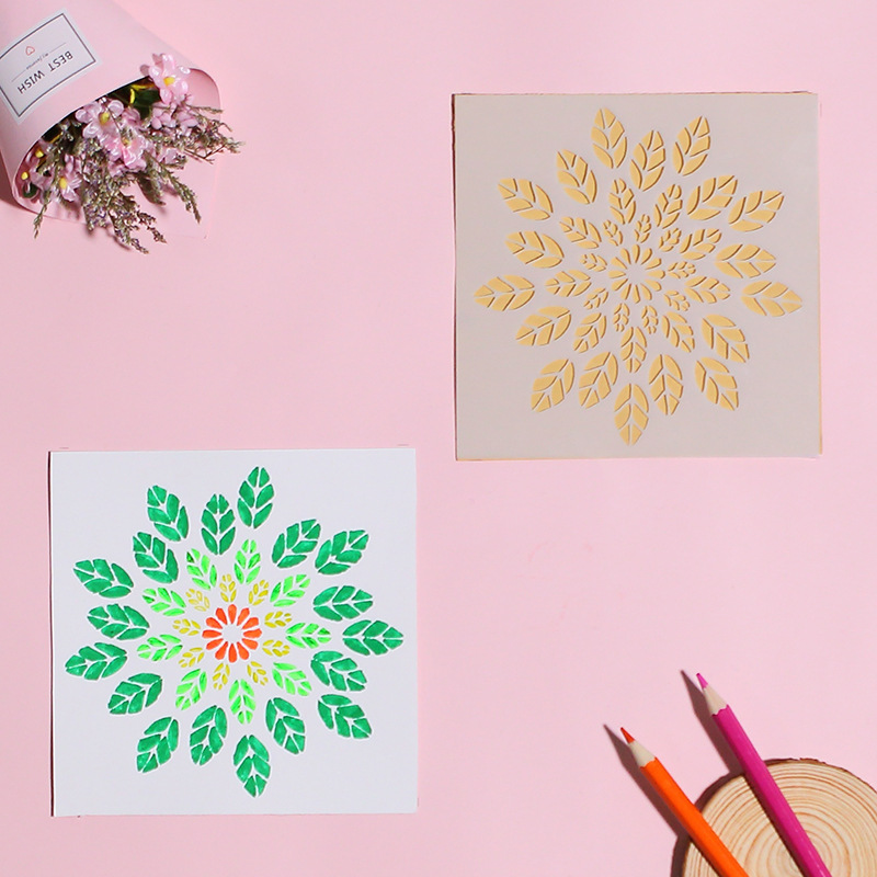 12款向日葵天使儿童绘画镂空模板手抄黑板报手账涂鸦绘图模板工具