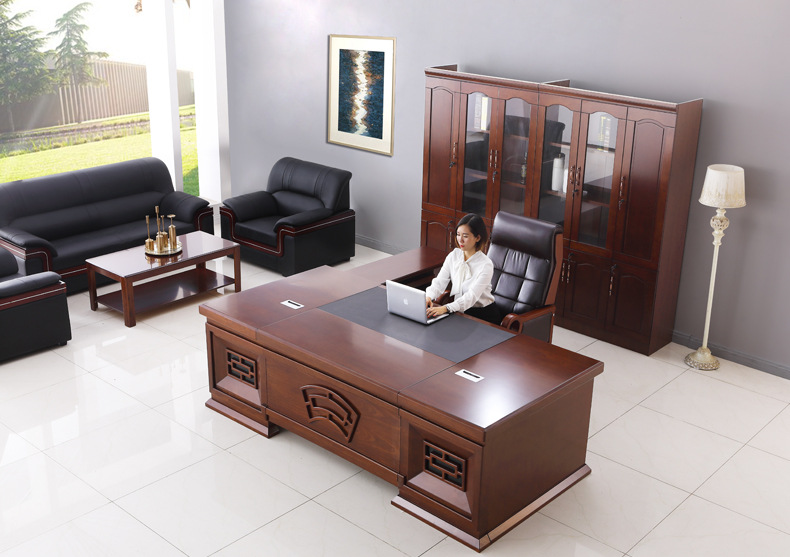 领导办公室家具经典中式三人位商务接待会客单座沙发茶几组合现货