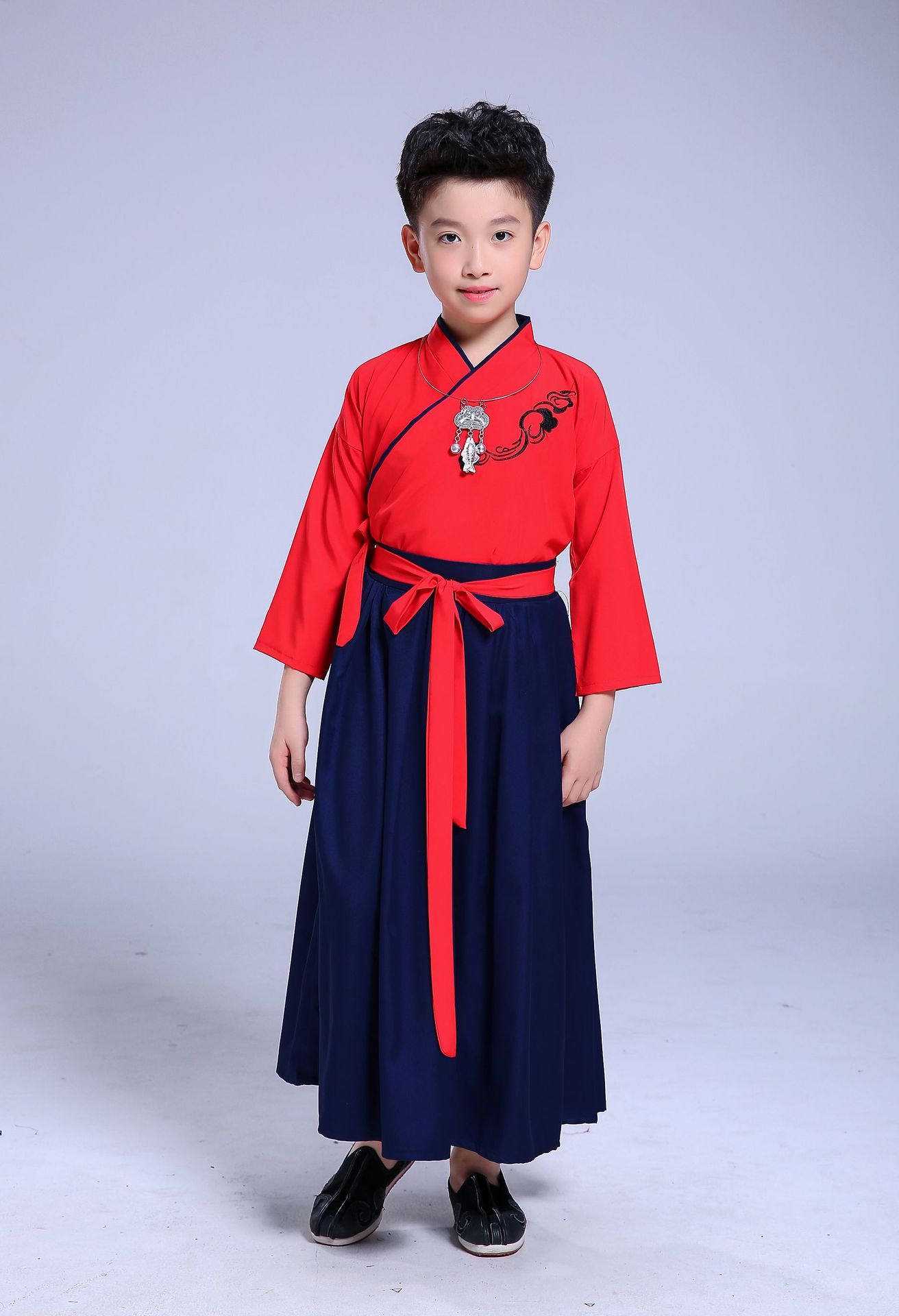 儿童汉服中国风男童古装套装书童服装舞台表演服国学服复古演出服