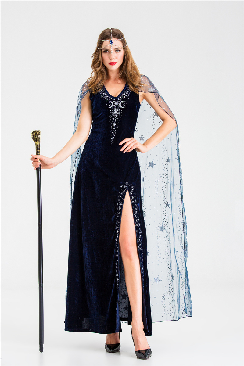 万圣节cosplay希腊女神吸血鬼长裙恶魔女巫月亮女神礼服演出服批