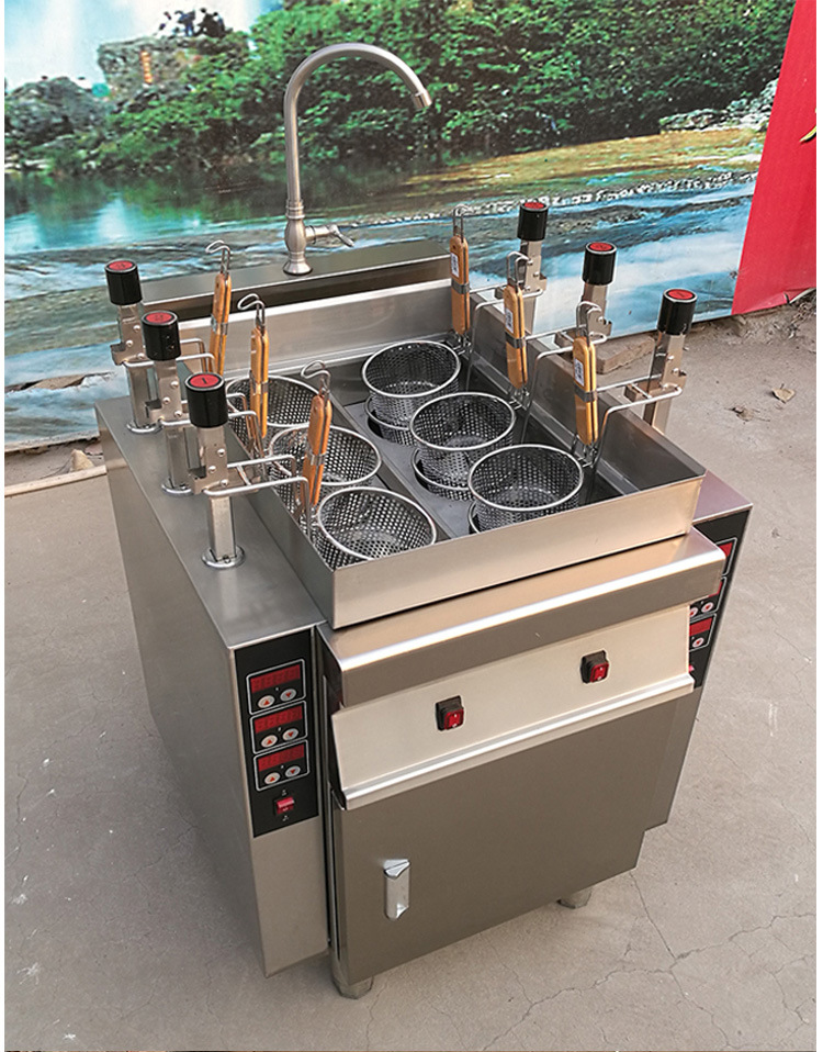 厂家直销不锈钢全自动升降煮面炉商用电热六头煮水饺炉智能汤面炉