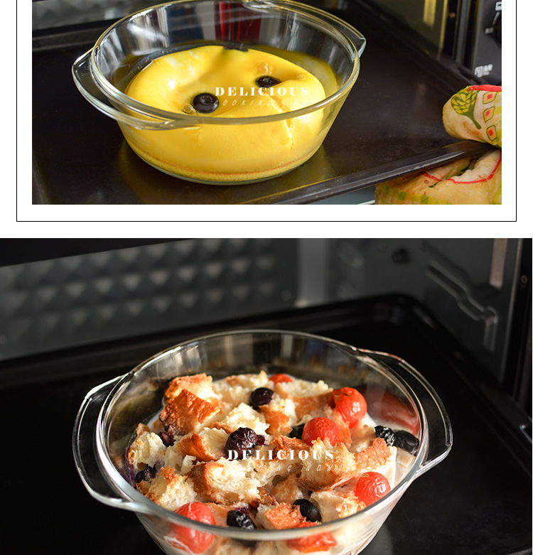 耐高温玻璃碗微波炉烤箱家用耐热碗带盖子双耳泡面碗沙拉碗