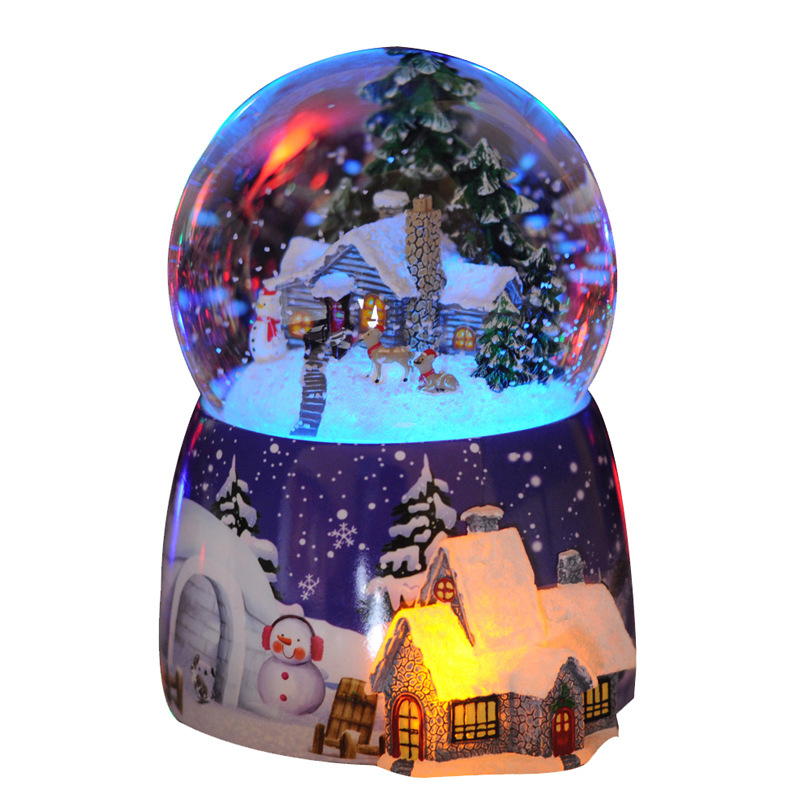 Crystal Ball Music Box Glowing Snow Christmas Gift Music Box Bluetooth Speaker Gift Resin Crafts