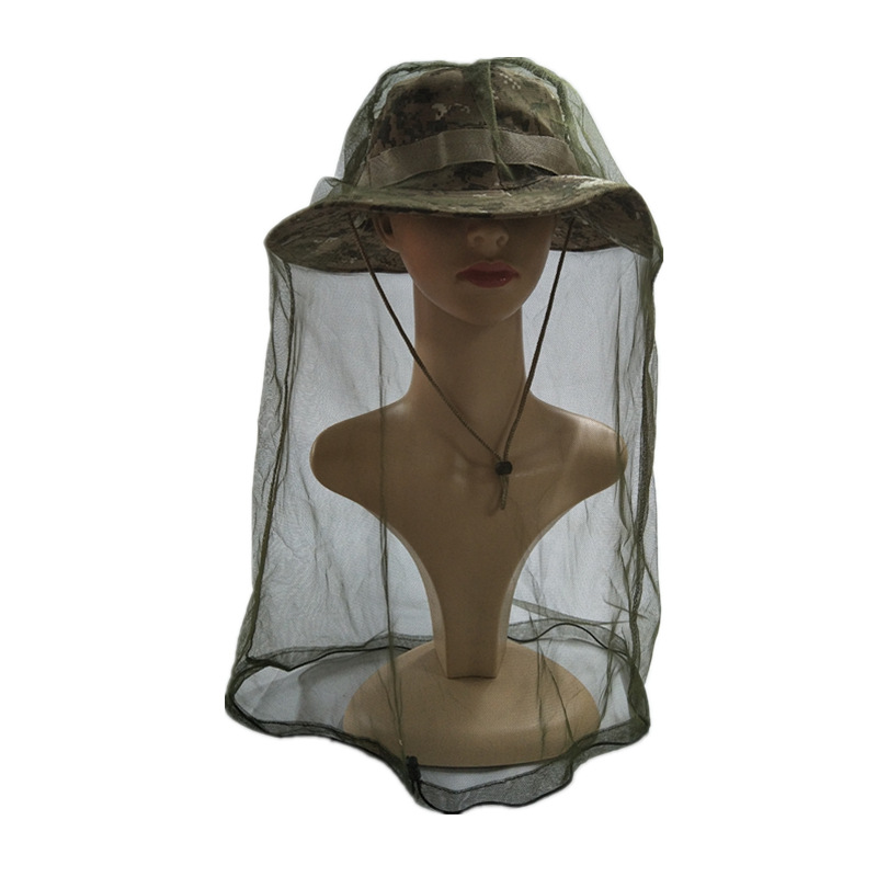 Outdoor Camping Anti Mosquito Head Protection Net Anti-Mosquito Beekeeping Mask Men's and Women's Mesh Head Cover Mosquito Net Fishing Mesh Hat