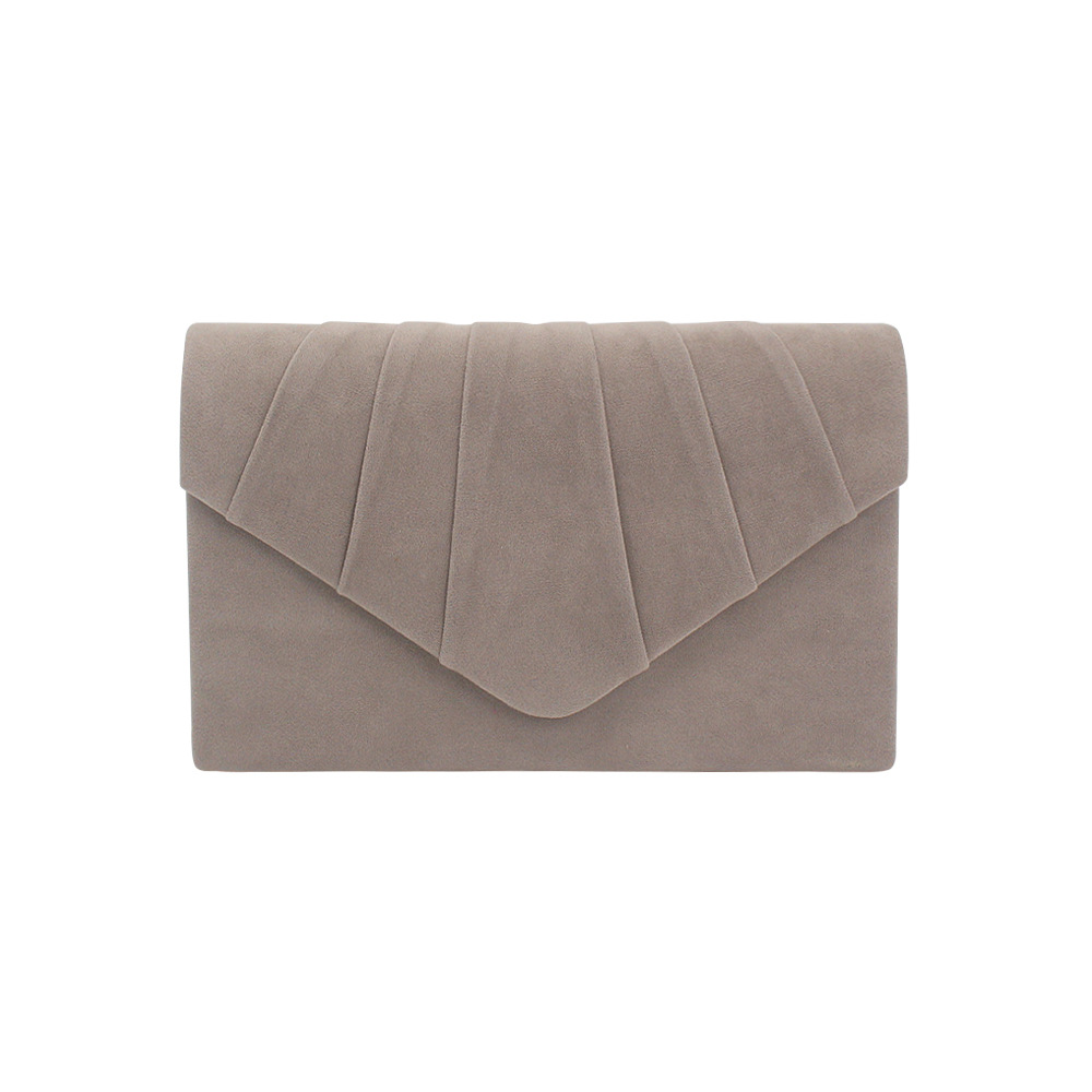 Cross-Border New Arrival Fashion European and American Style Women's Solid Color Velvet Pleated Dinner Bag Clutch
