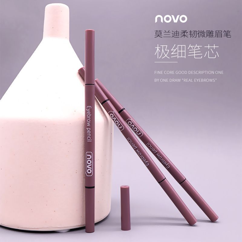 Novo5286 Morandi Flexible Micro-Carved Eyebrow Pencil Fine Core Eyebrow Pencil Female Non-Decolorizing Durable Waterproof and Sweatproof